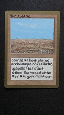 Mtg Magic Scrubland sketch on gold border picture