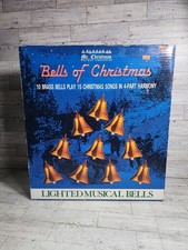 Vintage Mr. Christmas Bells of Christmas Musical Lighted Brass 15 Carols 1990 picture