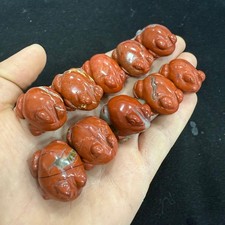 10pc natural Red jasper Toad Reiki quartz Crystal Skull Decor Gift picture
