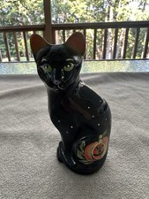 Fenton Limited Edition 5/250 Black Halloween Cat Hand Painted W/box I5065HP1 picture