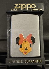 Vintage 1996 Zippo Minnie Mouse Emblem Lighter XII Unfired NOS w/ Box picture