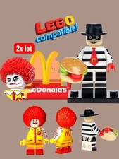 2🍔 Figure LEGO Compatible McDonald's Minifigures Ronald McDonald Hamburglar Toy picture