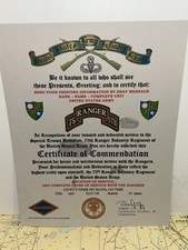 U.S. ARMY RANGER - 75TH REGIMENT - STB / CERTIFICATE OF COMMENDATION picture
