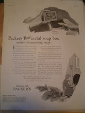1923 PARKER'S  metal soap box makes shampooing easy  ad picture