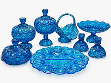 Vintage LE Smith Aqua Blue Moon and Stars 8 piece complete set picture