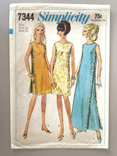 1960's Simplicity Misses' Dress,Overdress Pattern 7344 Size 14 UNCUT picture