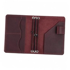 Leather Notebook Cover A6 – Refillable Genuine Leather Journal with 3 Elastic picture