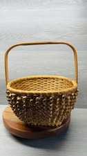 Vtg Native American Style Porcupine Curl Splint Basket 11.5” Gathering Bowl picture