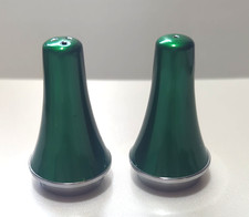 Vintage Emalox Norway Mid Century Modern Green Pair of Salt & Pepper Shakers picture