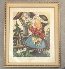 VTG MJ Hummel “The Offering” 9”x11” Framed Print Wall Art picture