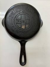 Griswold #3 Large Logo Cast Iron Pan Sits Flat No Wobble No Pitting Inside Pan  picture