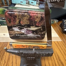 Case xx Autumn bone silver script full size doc knife 2002 new in tin picture