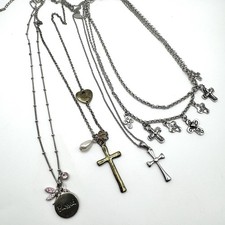 Religious Jewelry Lot 4 Necklaces Christian Faith Cross Blessed Some Signed picture