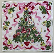 CARL TAIT Vintage Christmas Tree Handkerchief picture