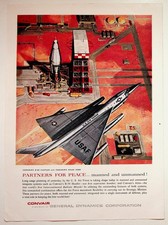 Convair Vintage Print Ad B-58 Hustler Atlas ICBM Print 1950s 1960s picture
