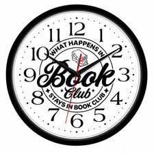 What Happens In Book Club 10 Inch Wall Clock Reader Library Book Lover  | Quartz picture