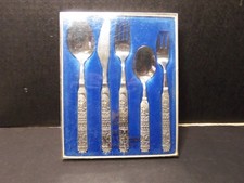 Vintage Konge Tinn Norwegian Pewter Flatware #389 Cutlery Starter Set NOS picture