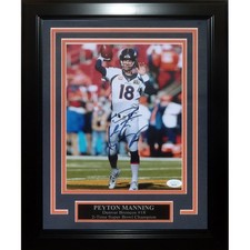 Peyton Manning Autographed Denver Broncos (Action) Deluxe Framed 8x10 Photo - JS picture