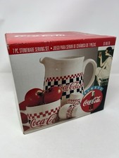 1996 Diner Style COCA COLA 3 Piece GIBSON STONEWARE 2 Mugs & Pitcher Coke picture