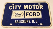 City Ford Dealership Booster License Plate Salisbury North Carolina FIBERGLASS picture