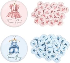 60 pcs Gender Reveal Button Pins Blue Pink Baby Clothes Team Boy or Girl NEW picture