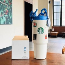Starbucks Sea Breeze For Travel 27oz Dual‑Spout Steel Carry‑On Mug With Handle picture