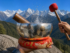 10 Inches Lunar Sun Full Moon Singing Bowl - Silver Plated , Sound Healing, yoga picture