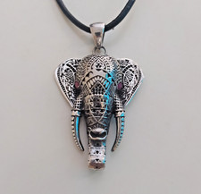 Ancient Vintage Sterling Silver Pendant Talisman Engraved Elephant Amulet Quartz picture