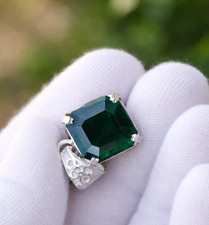 Natural 27 Ct Green Emerald Loose Gems Emerald Shape 925 Silver Pendant IGL 6JHD picture