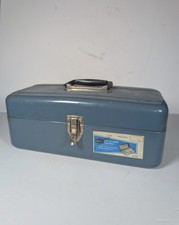 Vtg  Sears Steel Toolbox 14” with Matching Tray - Blue- Craftsman - Vintage picture