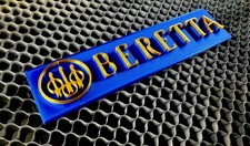 Beretta Firearms Sign printed nameplate Silk blue & Gold Collectors Decor  picture
