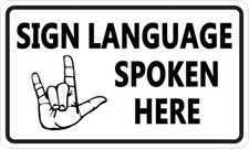 StickerTalk Sign Language Spoken Here Magnet 5x3 ASL Accessibility picture