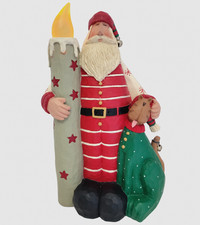 Rare Williraye Studio Santa Cat Lighted Candle Night Time Friends 9.5