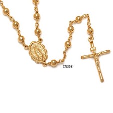Gold Plated Rosary Necklace  Our Lady of Guadalupe  All Gold Beads  Handmade picture