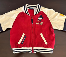 VTG 80s Disney Mickey Mouse Bomber Jacket Size 12M Red Cream picture