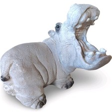 Vintage 1998 Miller Stone Resin Open Mouth Hippo Figurine Hippopotamus Statue picture