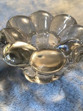 3-Vintage Heisey Candleholder 8-Petal Flower Blossom, Crystal Floral Bubble AVc2 picture