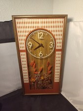 Lg. 1978 Intercraft Shadow Box Wall Hanging Retro Clock EUC 13
