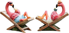 2Pcs Pink Flamingo Figurines Resin Flamingo Bird Sculpture,Small Flamingo Orn... picture