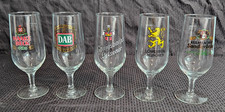 Vintage German Beer Glasses Stemmed Breweriana Barware Tasting Glasses Lot Of 5 picture