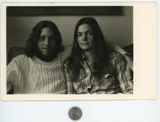 Vintage 1970's photo / HIPPIE COUPLE - Bearded Chooba & Handsome Nancy in Plaid picture