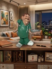 Funny Doctor Nurse Figurine with Stethoscope, Medical Staff Desk Decor Gift picture