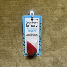 W. H. Collins #89 Strawberry Emery Cleans Sharpens Sewing Needles Pins Vtg USA picture