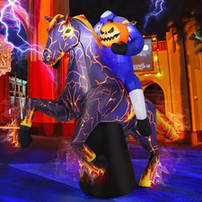 6FT Long Halloween Inflatables Headless Horseman Outdoor Decorations Blow up Lig picture