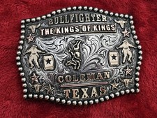 Bullfighter X~Treme☆Vintage☆RODEO CHAMPION TROPHY BUCKLE☆Coleman Texas☆Rare☆864 picture