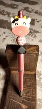 Cute SMILING COW Beaded Ink Pen Black Ink - Free Refill picture