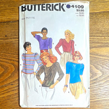 Vintage Original Butterick 4109 Women’s Sportswear Top Sewing Pattern Petite picture