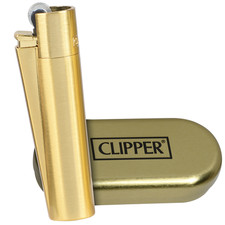 Clipper Metal Lighter - Refillable, Includes Case. Gold Style Butane Lighters picture