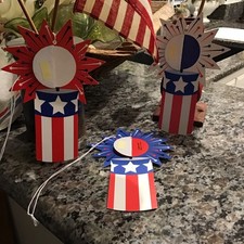Vintage 4th Of July Patriotic Set / 3 Diecut Honeycomb Firecrackers Amscan picture
