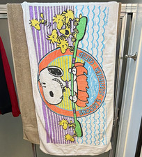 Vintage Peanuts Snoopy Beach Towel Franco Snoopy’s Summer Camp Woodstock 70s 80s picture